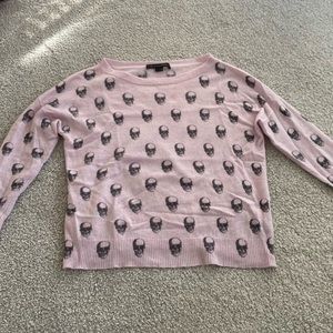 Skull Cashmere Light Pink Cashmere Crewneck Sweater